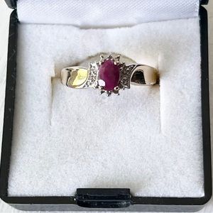 14KT Gold Plated Ruby Round Diamond Accent Ring 7